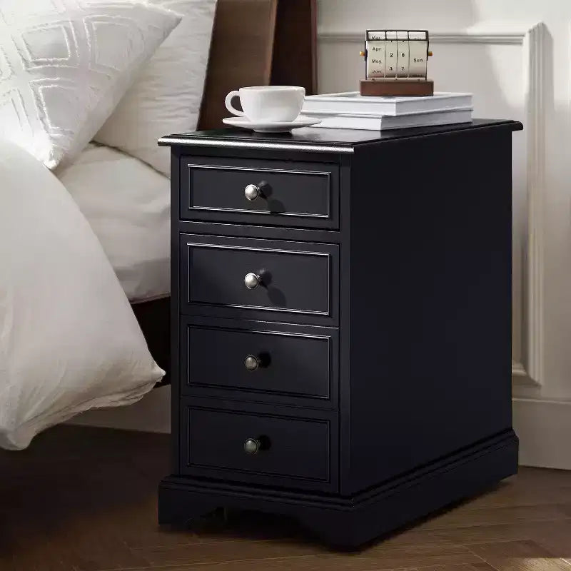 Table d'appoint traditionnelle avec rangement et prises intégrées