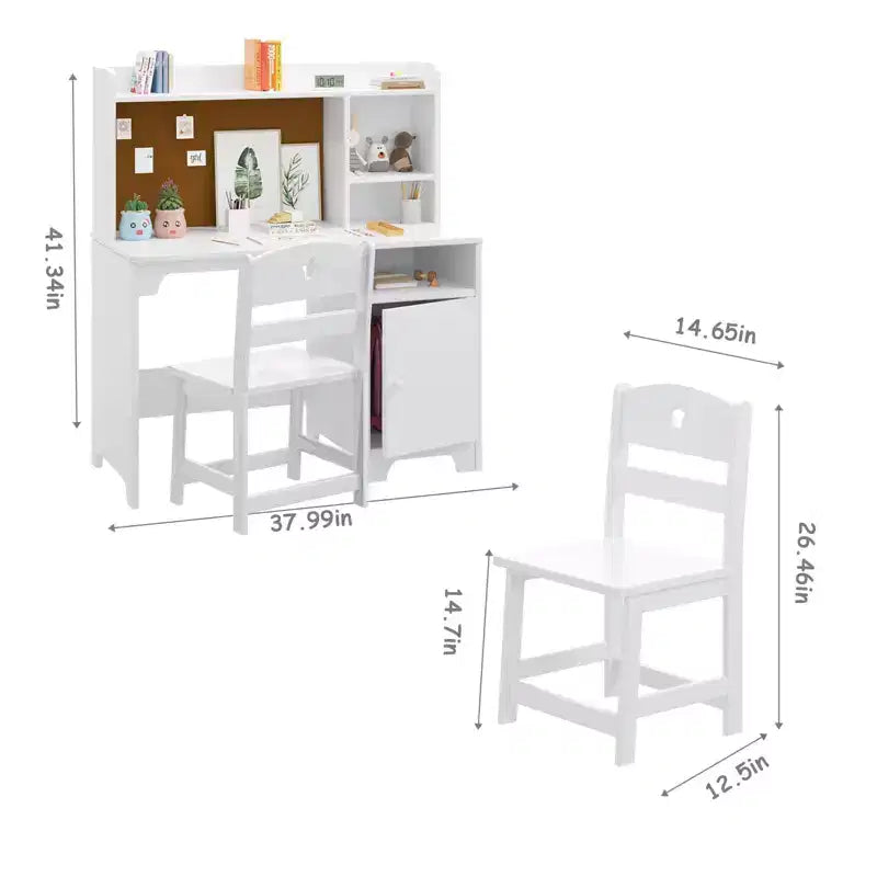 Bureau d'étude pour enfants avec chaise et meuble de rangement Table d'étude en bois pour chambre de garçons/filles ou salle d'étude