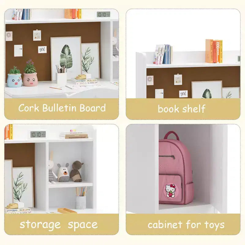 Bureau d'étude pour enfants avec chaise et meuble de rangement Table d'étude en bois pour chambre de garçons/filles ou salle d'étude