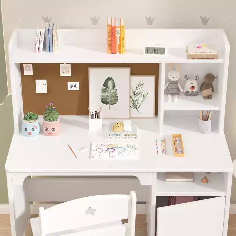Bureau d'étude pour enfants avec chaise et meuble de rangement Table d'étude en bois pour chambre de garçons/filles ou salle d'étude