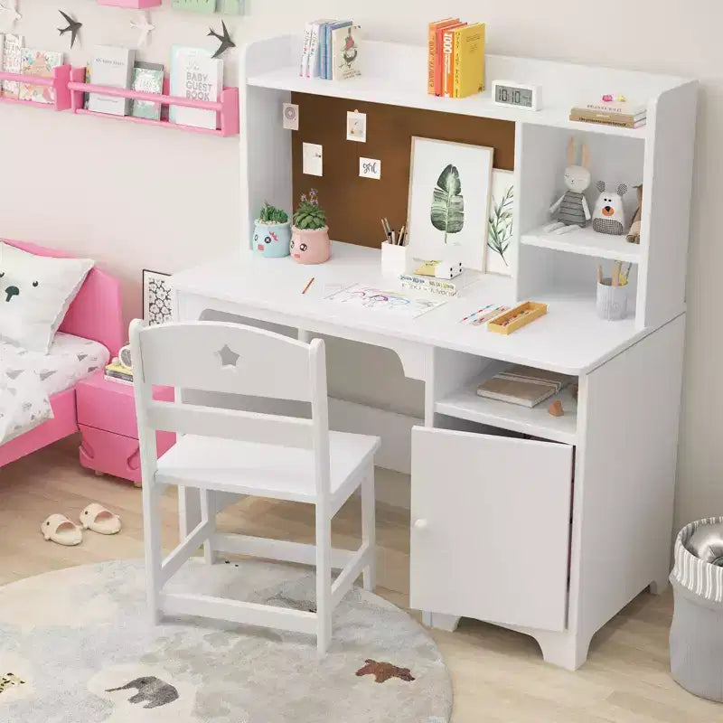 Bureau d'étude pour enfants avec chaise et meuble de rangement Table d'étude en bois pour chambre de garçons/filles ou salle d'étude