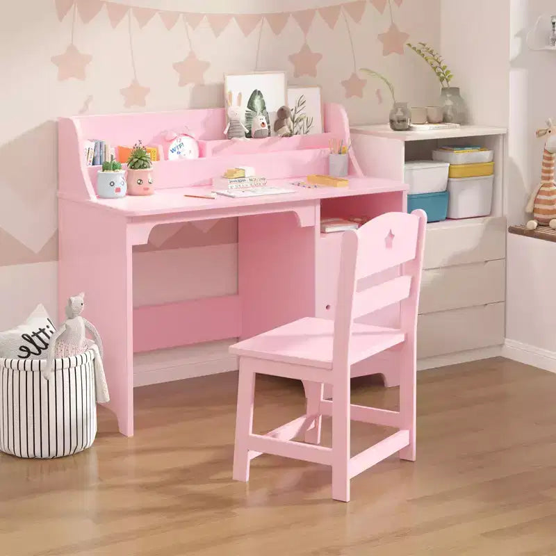 Bureau d'étude pour enfants avec chaise et meuble de rangement Table d'étude en bois pour chambre de garçons/filles ou salle d'étude