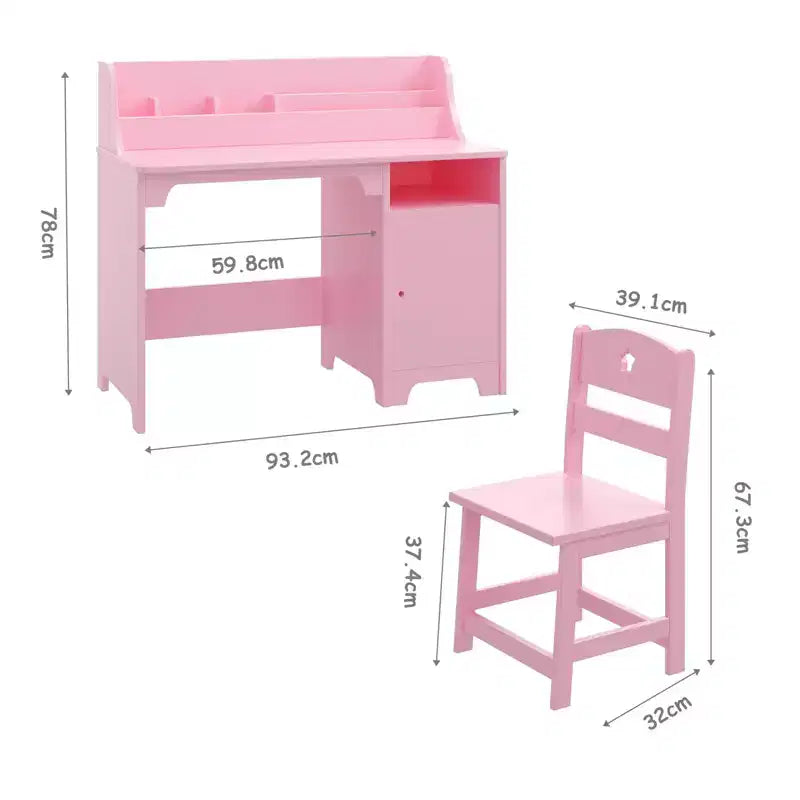 Bureau d'étude pour enfants avec chaise et meuble de rangement Table d'étude en bois pour chambre de garçons/filles ou salle d'étude