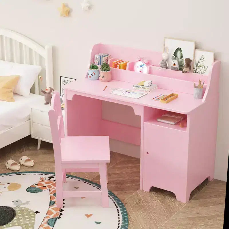 Bureau d'étude pour enfants avec chaise et meuble de rangement Table d'étude en bois pour chambre de garçons/filles ou salle d'étude