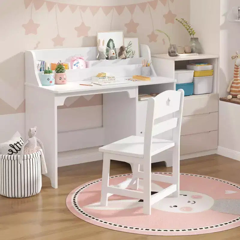 Bureau d'étude pour enfants avec chaise et meuble de rangement Table d'étude en bois pour chambre de garçons/filles ou salle d'étude