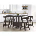 Tabourets de bar pivotants rembourrés, assise grise avec structure marron foncé