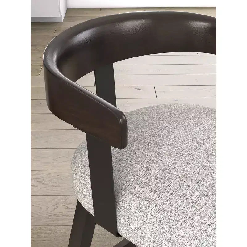 Tabourets de bar pivotants rembourrés, assise grise avec structure marron foncé