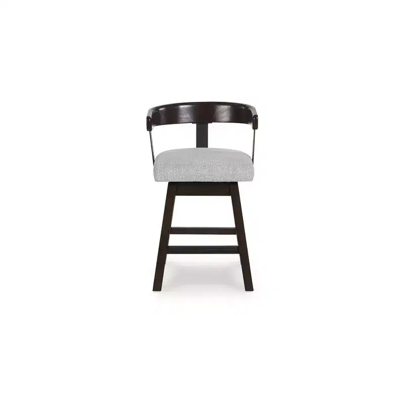 Tabourets de bar pivotants rembourrés, assise grise avec structure marron foncé
