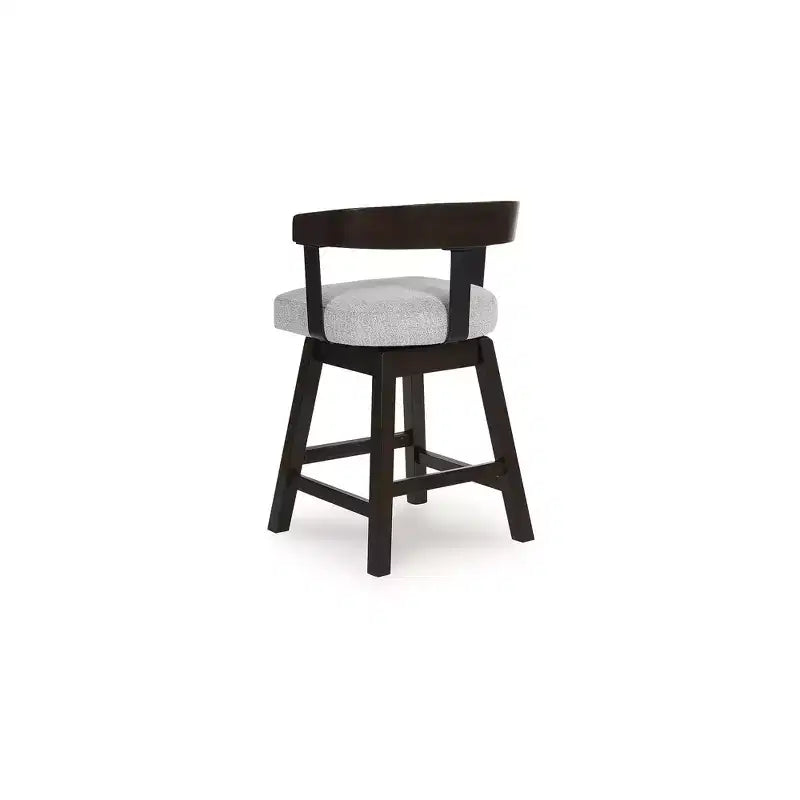 Tabourets de bar pivotants rembourrés, assise grise avec structure marron foncé