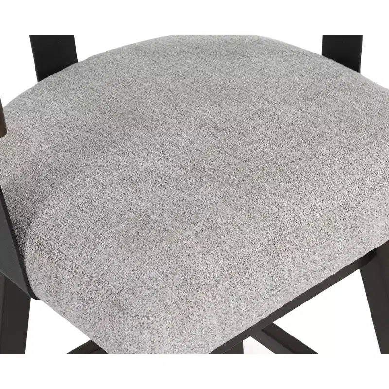 Tabourets de bar pivotants rembourrés, assise grise avec structure marron foncé