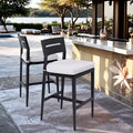 Aluminum Patio Bar Stools with Ergonomic Backrests, Tapered Legs, Footstools, and Cushions; Weather-Resistant and Suitable for Gardens
