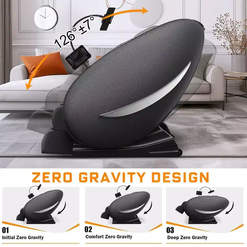 Fauteuil de massage relaxant à pression d'air intégrale avec Bluetooth et gravité zéro
