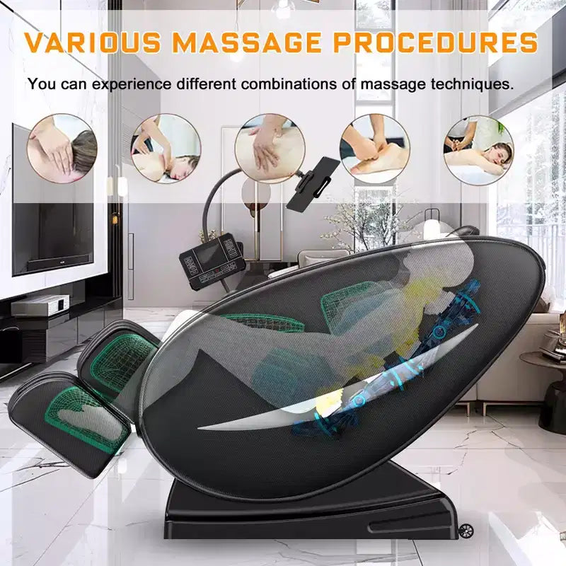 Fauteuil de massage relaxant à pression d'air intégrale avec Bluetooth et gravité zéro