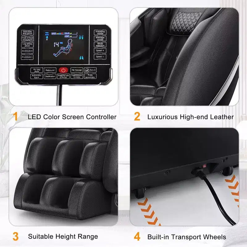 Fauteuil de massage relaxant à pression d'air intégrale avec Bluetooth et gravité zéro