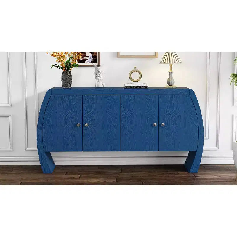 Meubles de rangement, buffet bas de sol à 4 portes, buffet avec pieds incurvés, buffet d'appoint pour salon