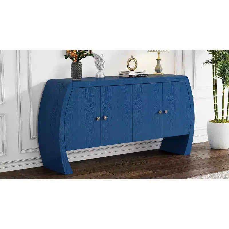 Meubles de rangement, buffet bas de sol à 4 portes, buffet avec pieds incurvés, buffet d'appoint pour salon