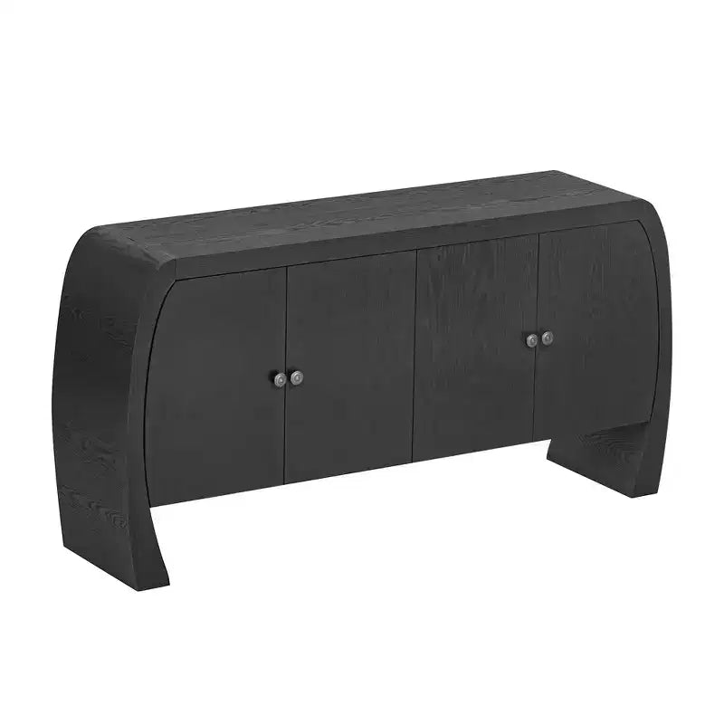 Meubles de rangement, buffet bas de sol à 4 portes, buffet avec pieds incurvés, buffet d'appoint pour salon