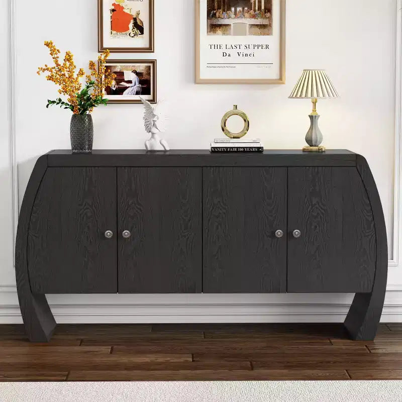 Storage Cabinets, Floor Sideboard with 4 Doors, Buffet Cabinet with Curved Legs, Accent Buffet Sideboard for Living Room