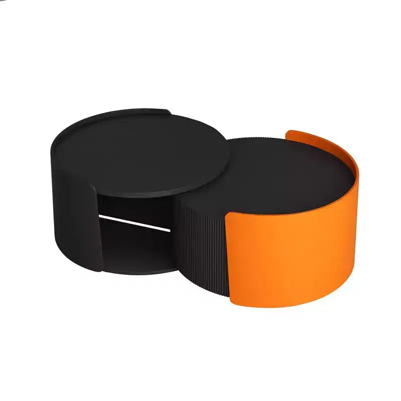 Round Nesting Coffee Table, Modern Side Tables with Extendable Sliding Tabletop, Sofa End Table with Hidden Storagefor Living Room