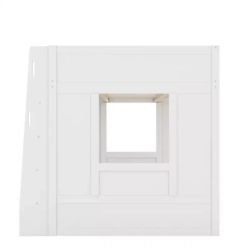 Lit mezzanine en bois avec armoires de rangement et étagères