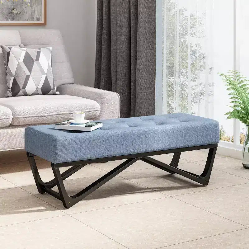 Pouf Rectangulaire avec Coussin, Banc de Lit avec Pieds Élégants, Repose-Pieds pour Salon, Chambre, Entrée
