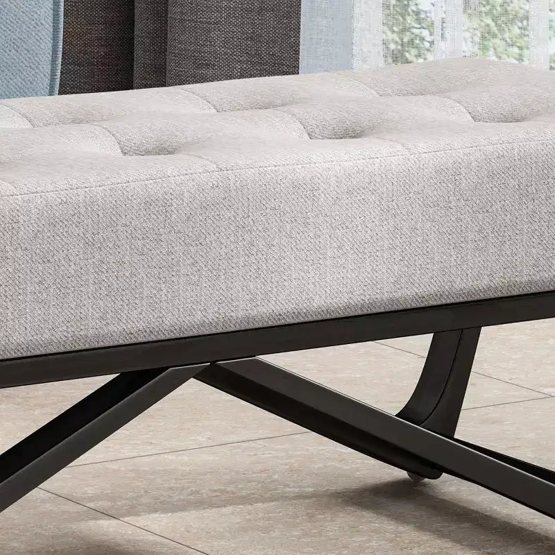 Pouf Rectangulaire avec Coussin, Banc de Lit avec Pieds Élégants, Repose-Pieds pour Salon, Chambre, Entrée