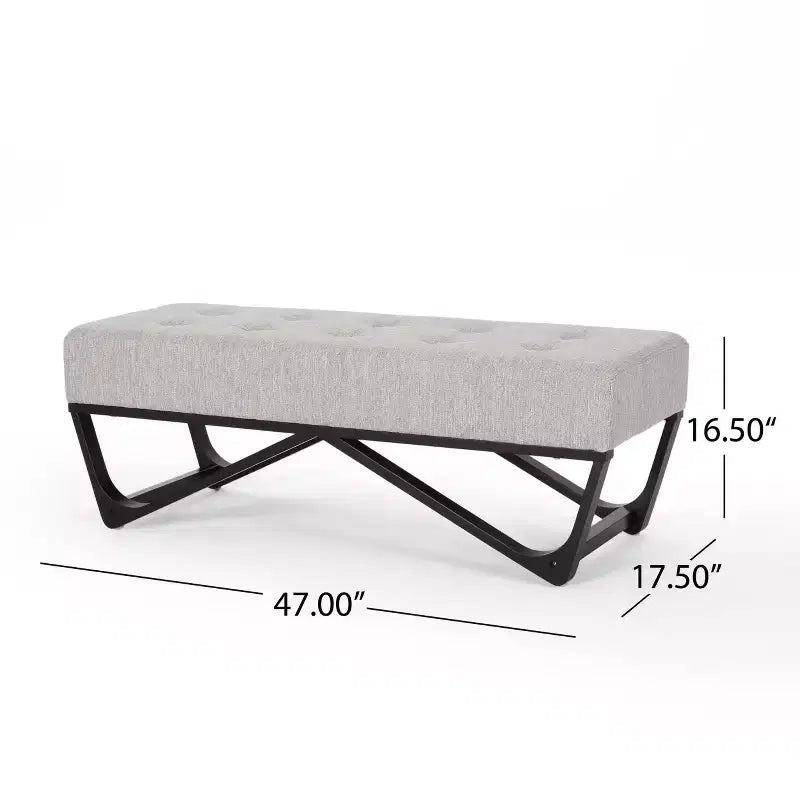 Pouf Rectangulaire avec Coussin, Banc de Lit avec Pieds Élégants, Repose-Pieds pour Salon, Chambre, Entrée
