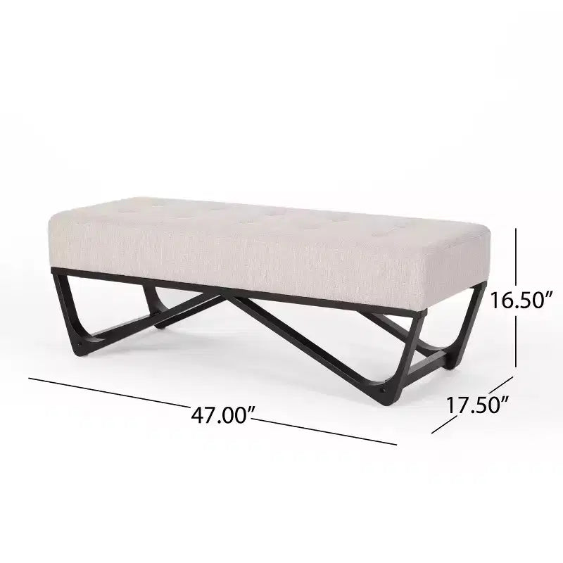 Pouf Rectangulaire avec Coussin, Banc de Lit avec Pieds Élégants, Repose-Pieds pour Salon, Chambre, Entrée