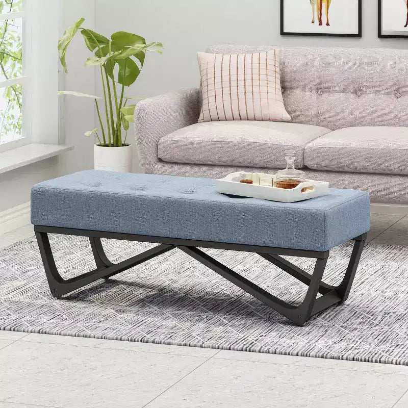 Okak Rectangular Ottoman with Cushion, End of Bed Bench with Stylish Legs, Foot Stool for Living Room, Bedroom, Entryway