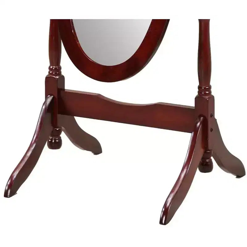 Miroir sur pied traditionnel pleine longueur Ovale sur pied en bois Inclinable Pivotant pour Chambre, Salon