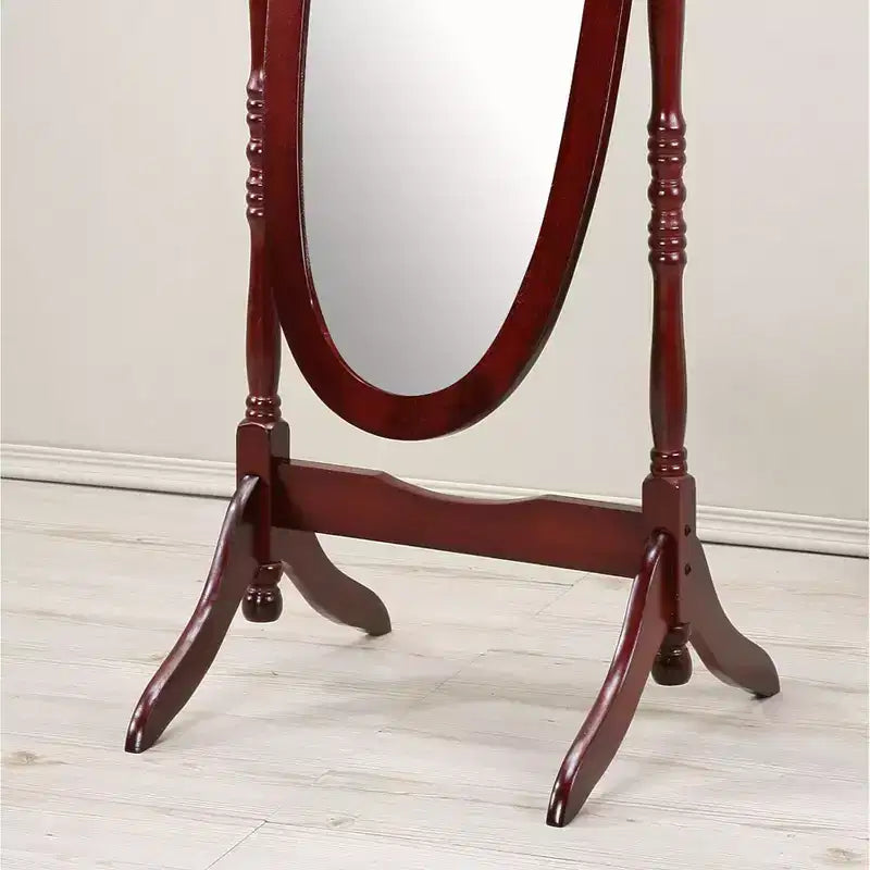 Miroir sur pied traditionnel pleine longueur Ovale sur pied en bois Inclinable Pivotant pour Chambre, Salon