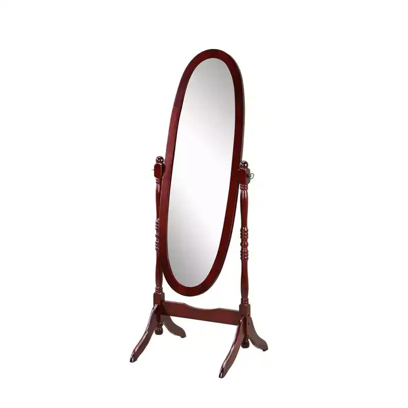 Miroir sur pied traditionnel pleine longueur Ovale sur pied en bois Inclinable Pivotant pour Chambre, Salon