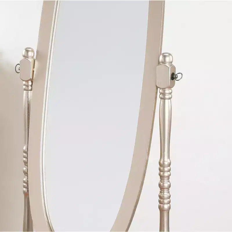 Miroir sur pied traditionnel pleine longueur Ovale sur pied en bois Inclinable Pivotant pour Chambre, Salon