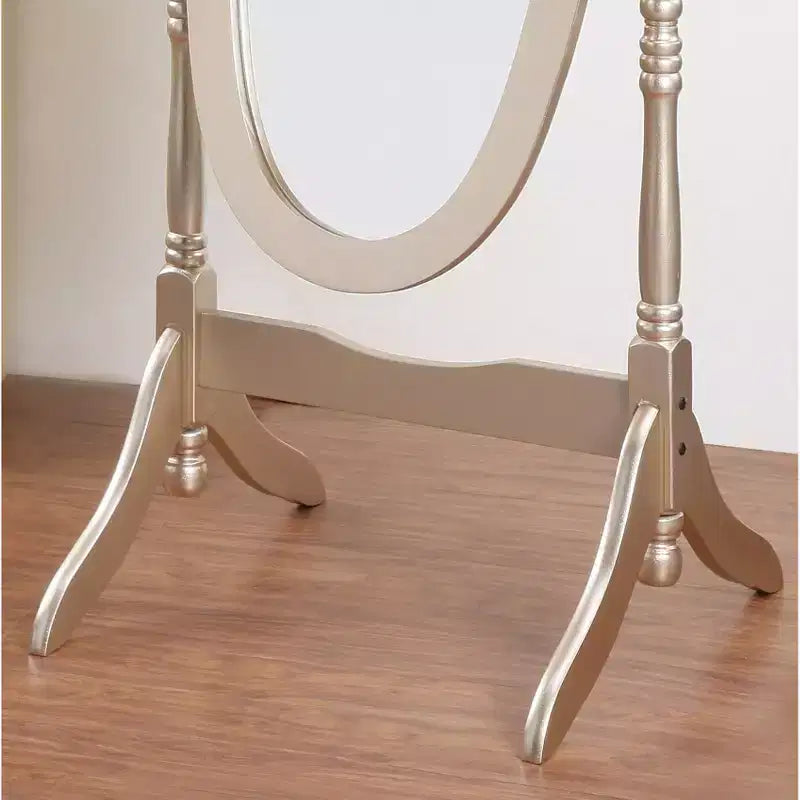 Miroir sur pied traditionnel pleine longueur Ovale sur pied en bois Inclinable Pivotant pour Chambre, Salon