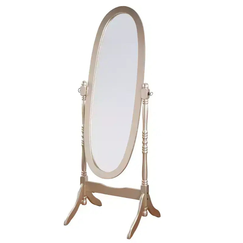 Miroir sur pied traditionnel pleine longueur Ovale sur pied en bois Inclinable Pivotant pour Chambre, Salon