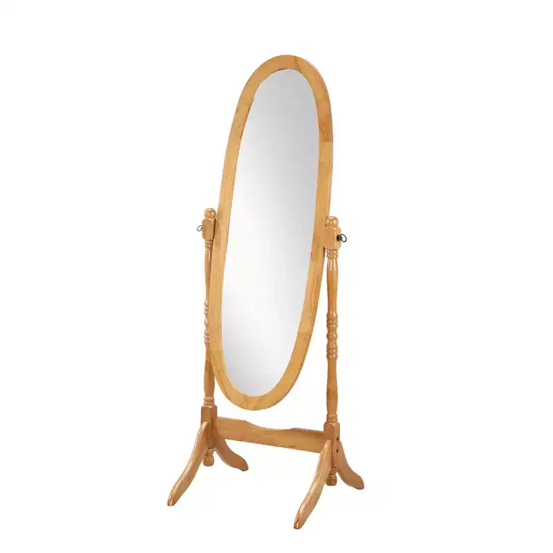 Miroir sur pied traditionnel pleine longueur Ovale sur pied en bois Inclinable Pivotant pour Chambre, Salon