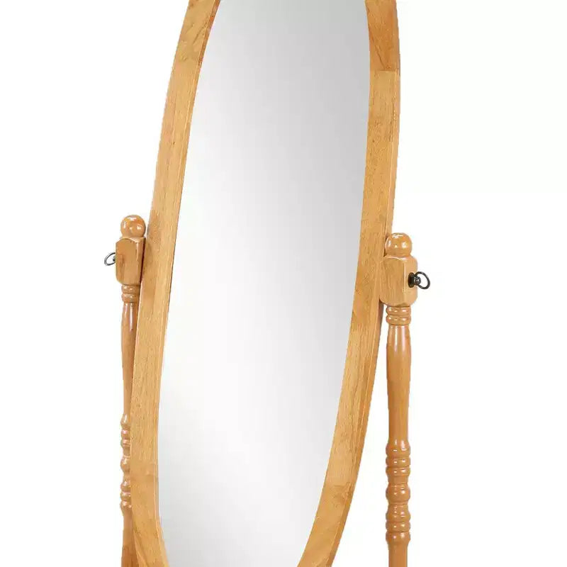 Miroir sur pied traditionnel pleine longueur Ovale sur pied en bois Inclinable Pivotant pour Chambre, Salon