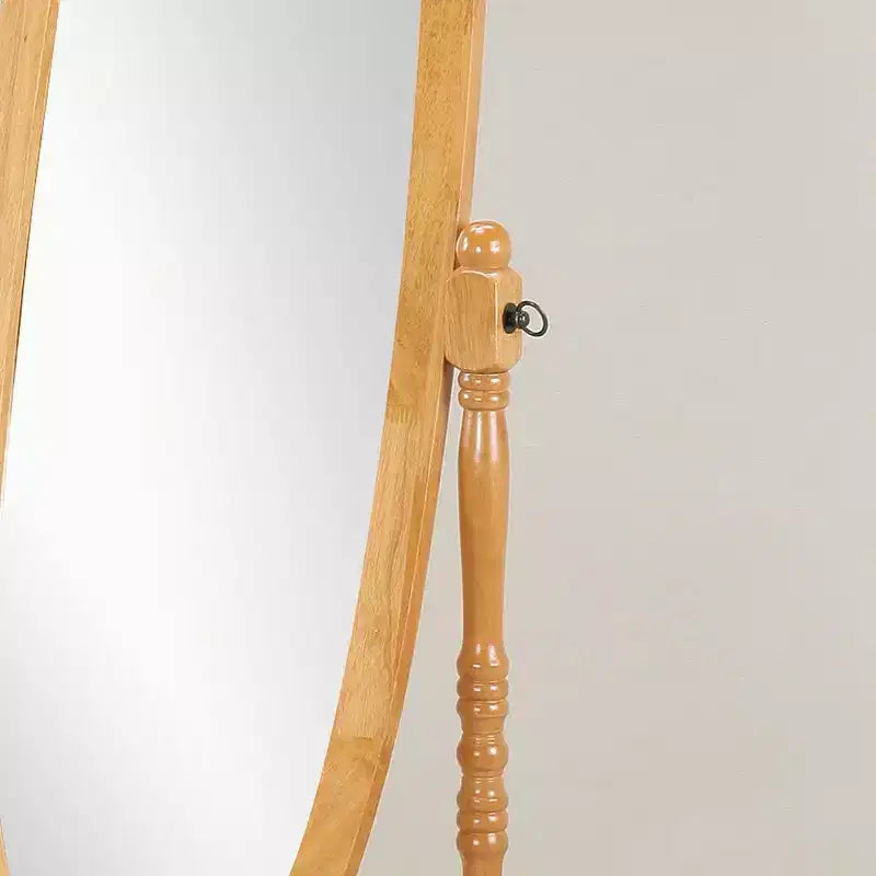 Miroir sur pied traditionnel pleine longueur Ovale sur pied en bois Inclinable Pivotant pour Chambre, Salon