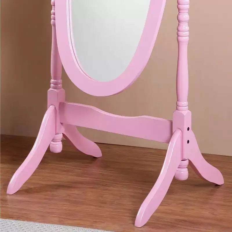 Miroir sur pied traditionnel pleine longueur Ovale sur pied en bois Inclinable Pivotant pour Chambre, Salon
