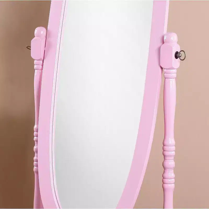 Miroir sur pied traditionnel pleine longueur Ovale sur pied en bois Inclinable Pivotant pour Chambre, Salon