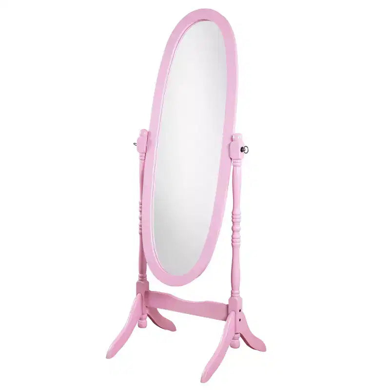 Miroir sur pied traditionnel pleine longueur Ovale sur pied en bois Inclinable Pivotant pour Chambre, Salon