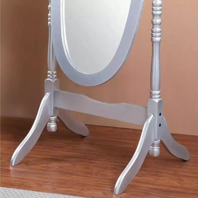 Miroir sur pied traditionnel pleine longueur Ovale sur pied en bois Inclinable Pivotant pour Chambre, Salon