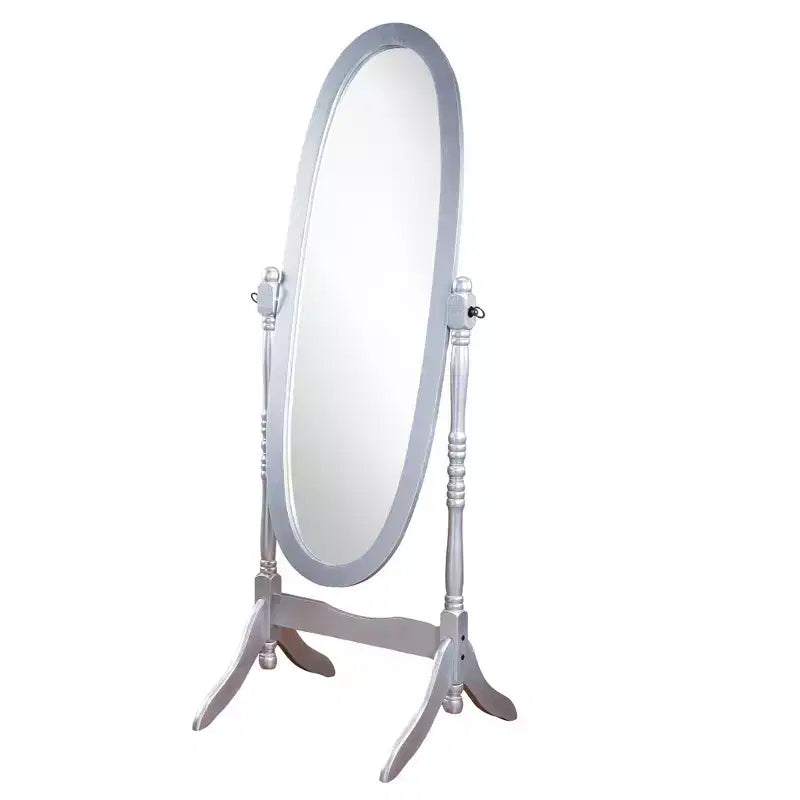 Miroir sur pied traditionnel pleine longueur Ovale sur pied en bois Inclinable Pivotant pour Chambre, Salon