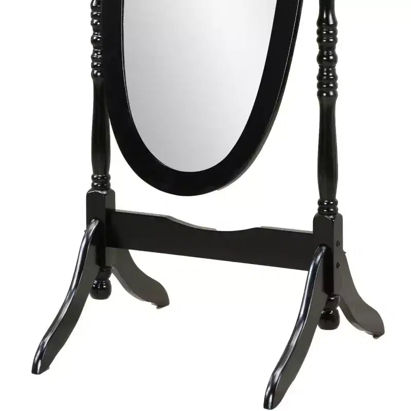 Miroir sur pied traditionnel pleine longueur Ovale sur pied en bois Inclinable Pivotant pour Chambre, Salon