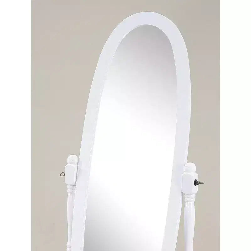 Miroir sur pied traditionnel pleine longueur Ovale sur pied en bois Inclinable Pivotant pour Chambre, Salon