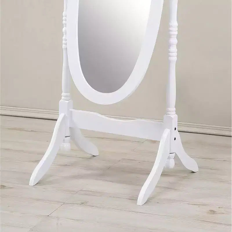 Miroir sur pied traditionnel pleine longueur Ovale sur pied en bois Inclinable Pivotant pour Chambre, Salon