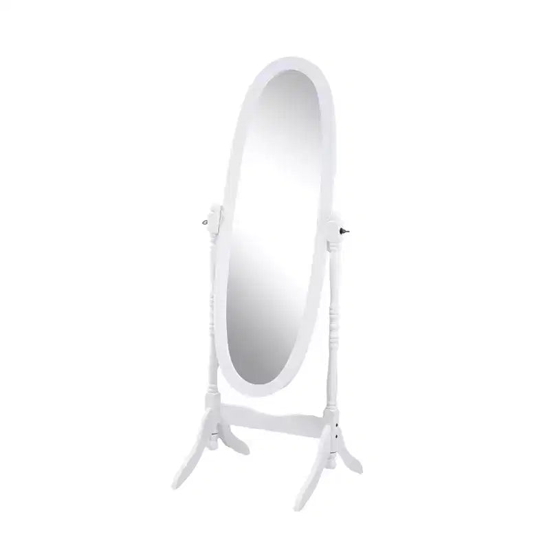 Miroir sur pied traditionnel pleine longueur Ovale sur pied en bois Inclinable Pivotant pour Chambre, Salon