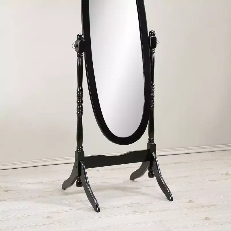Miroir sur pied traditionnel pleine longueur Ovale sur pied en bois Inclinable Pivotant pour Chambre, Salon