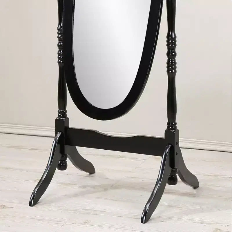 Miroir sur pied traditionnel pleine longueur Ovale sur pied en bois Inclinable Pivotant pour Chambre, Salon