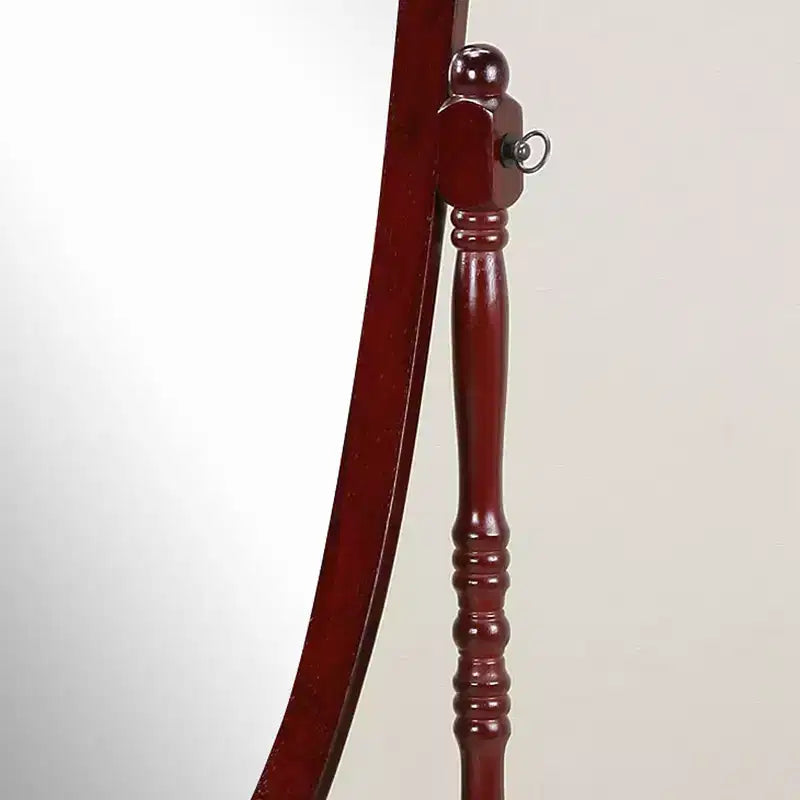 Miroir sur pied traditionnel pleine longueur Ovale sur pied en bois Inclinable Pivotant pour Chambre, Salon